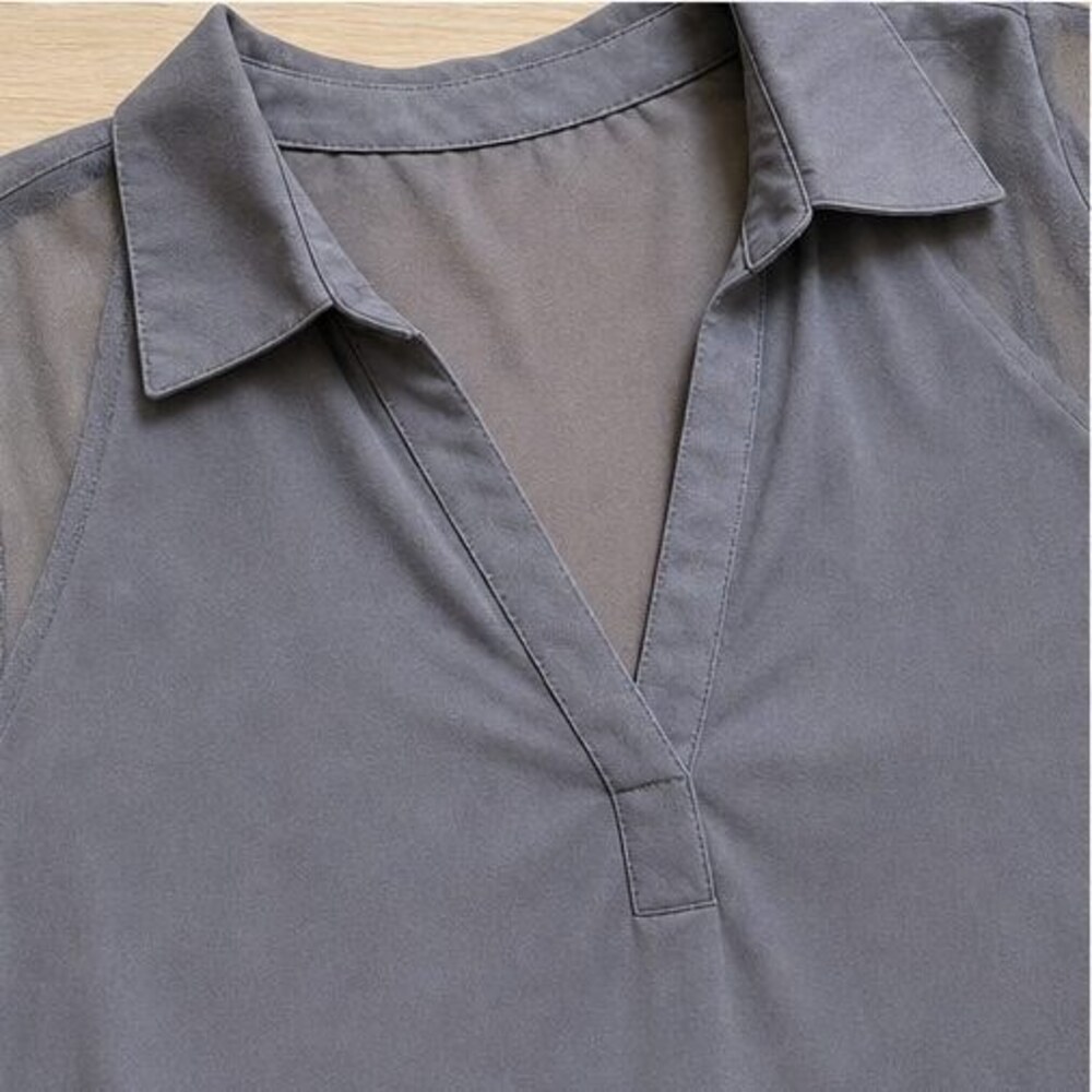 Gray V Neck Top - Picture 4 of 6
